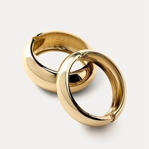 NWT. Zara Golden Pack of Two Rigid Embossed Metallic Bracelets.